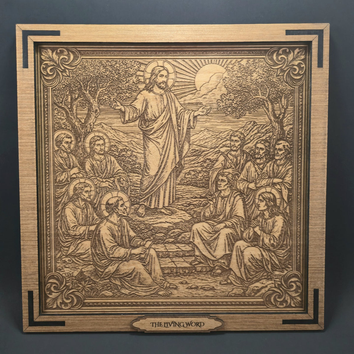 The Living Word – 3D Christian Engraved Wood Wall Art – 11.25" x 11.25" Faith-Based Art – Kindred Oak Creations Original