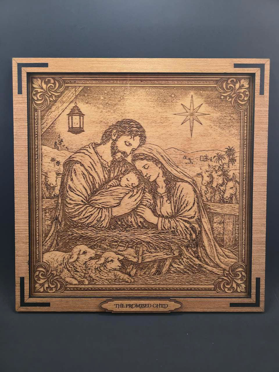 The Promised Child – 3D Christian Engraved Wood Wall Art – 11.25" x 11.25" Faith-Based Art – Kindred Oak Creations Original