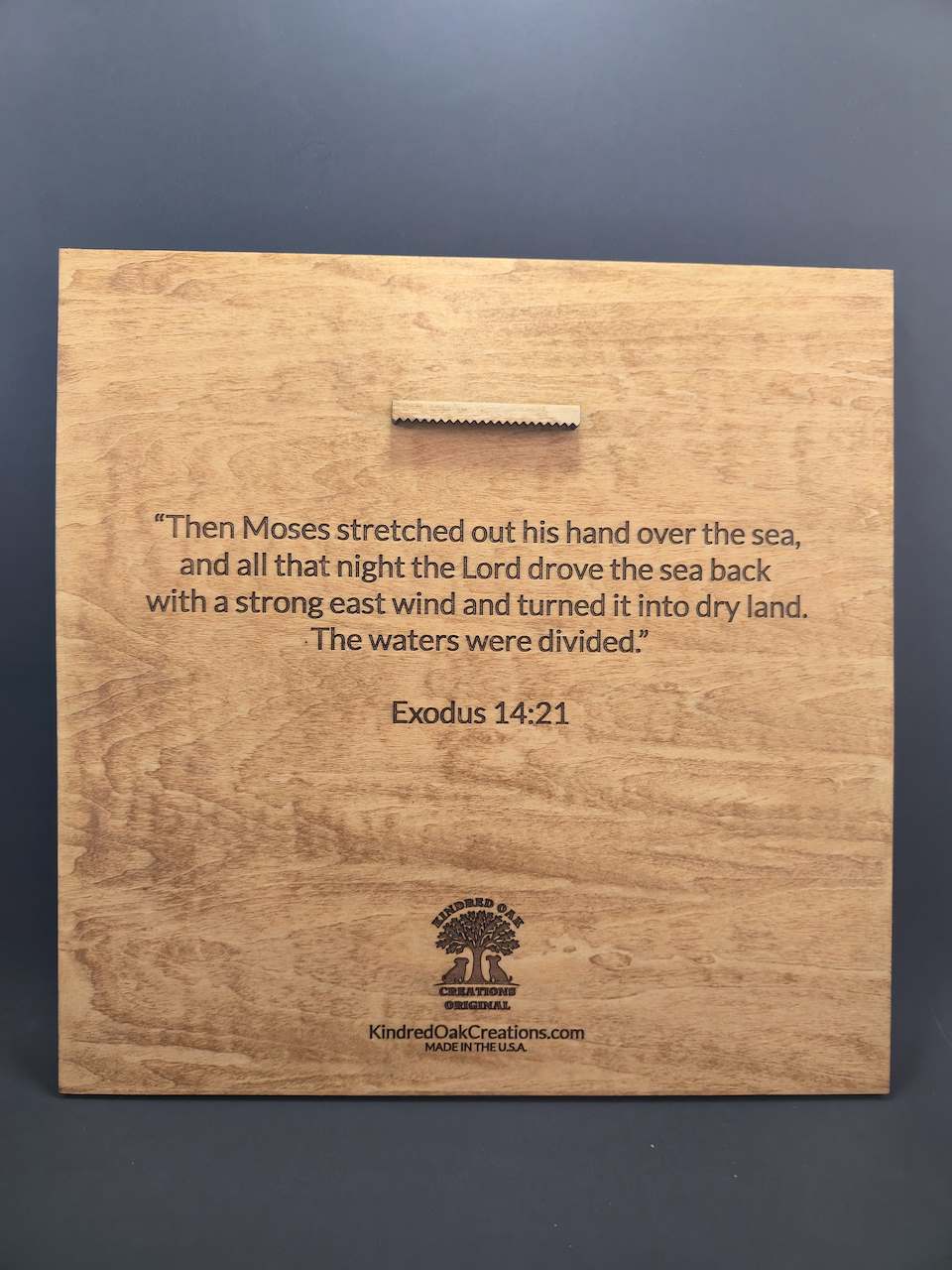 The Waters Divided – 3D Christian Engraved Wood Wall Art – 11.25" x 11.25" Faith-Based Art – Kindred Oak Creations Original