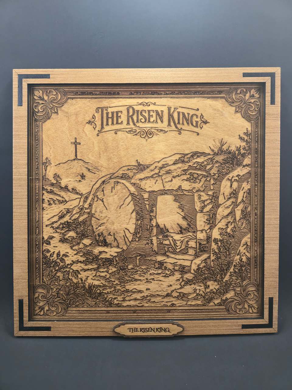 The Risen King – 3D Christian Engraved Wood Wall Art – 11.25" x 11.25" Faith-Based Art – Kindred Oak Creations Original