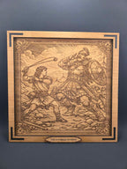 The Courage of Faith– 3D Christian Engraved Wood Wall Art – 11.25" x 11.25" Faith-Based Art – Kindred Oak Creations Original
