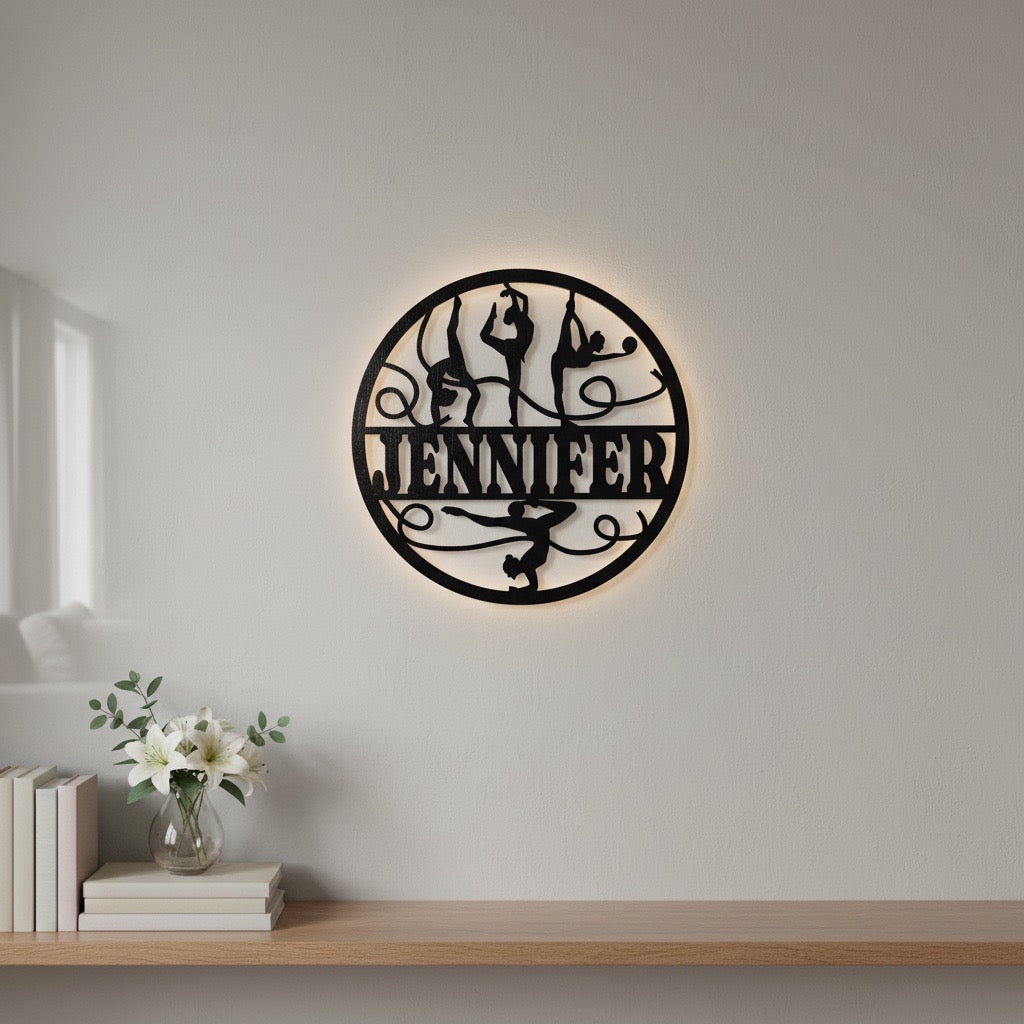 Personalized – Little Roots Gymnastics Name Sign | Round Kids Room Wall Decor