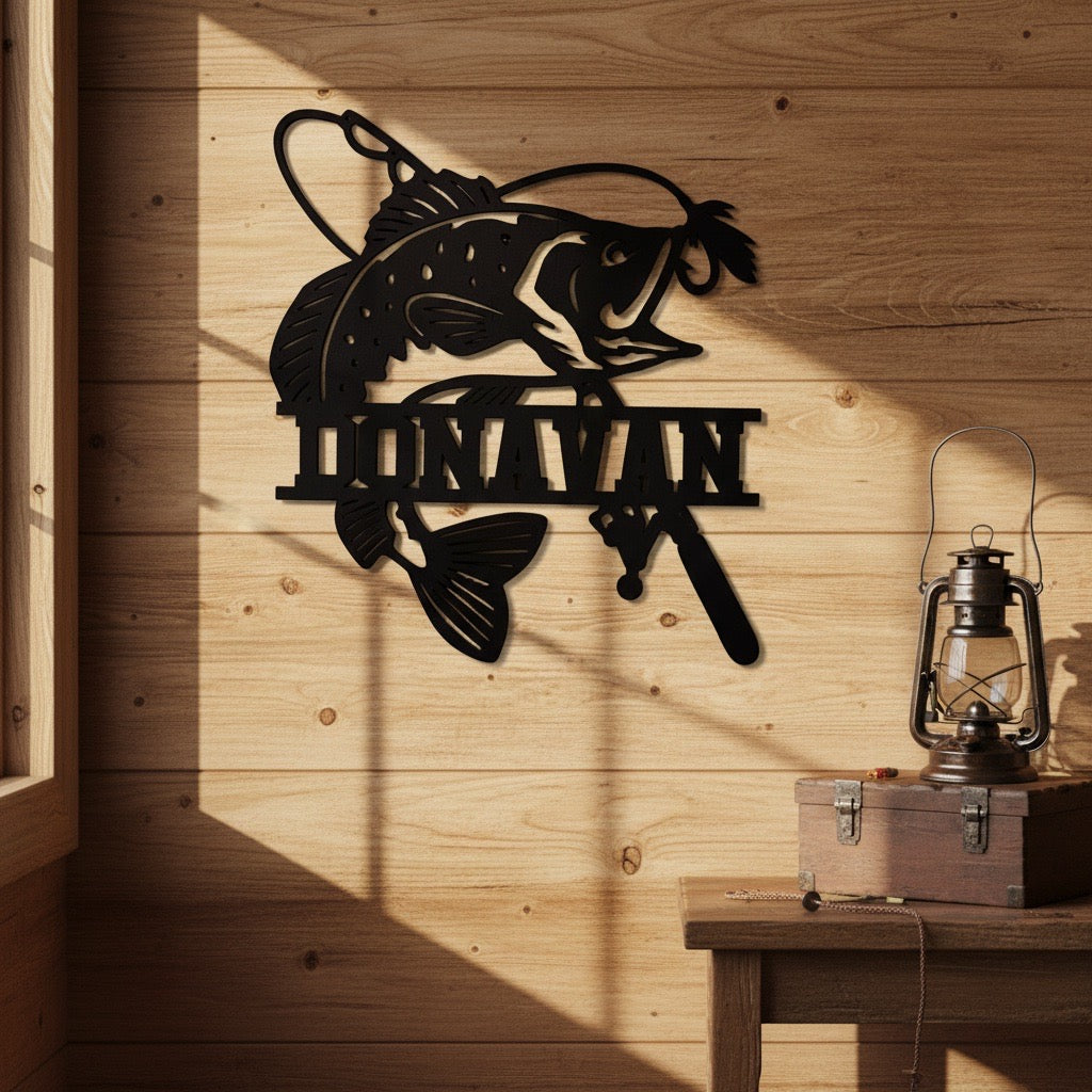 Personalized – Fishing Name Sign | Custom Angler Wall Decor