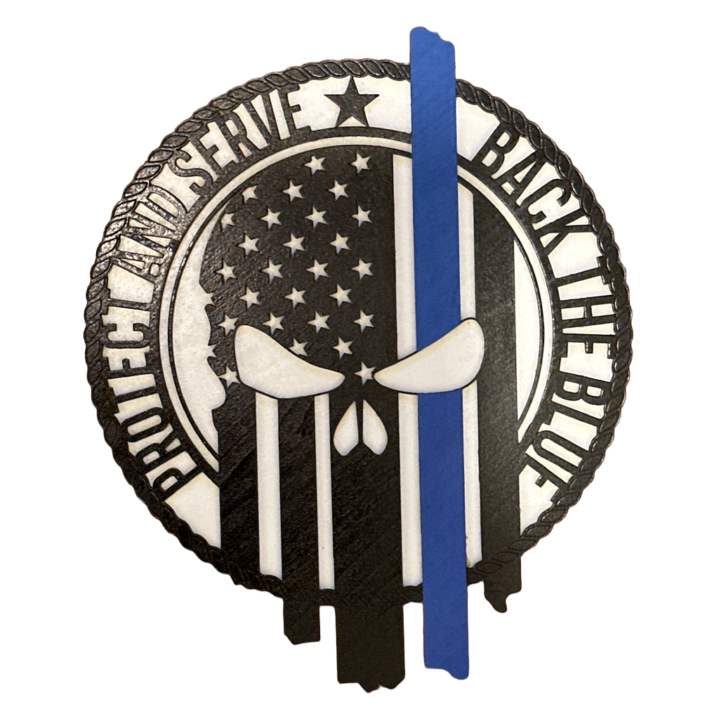 Honor Line – Back the Blue Police Skull Sign | Protect & Serve Law Enforcement Decor