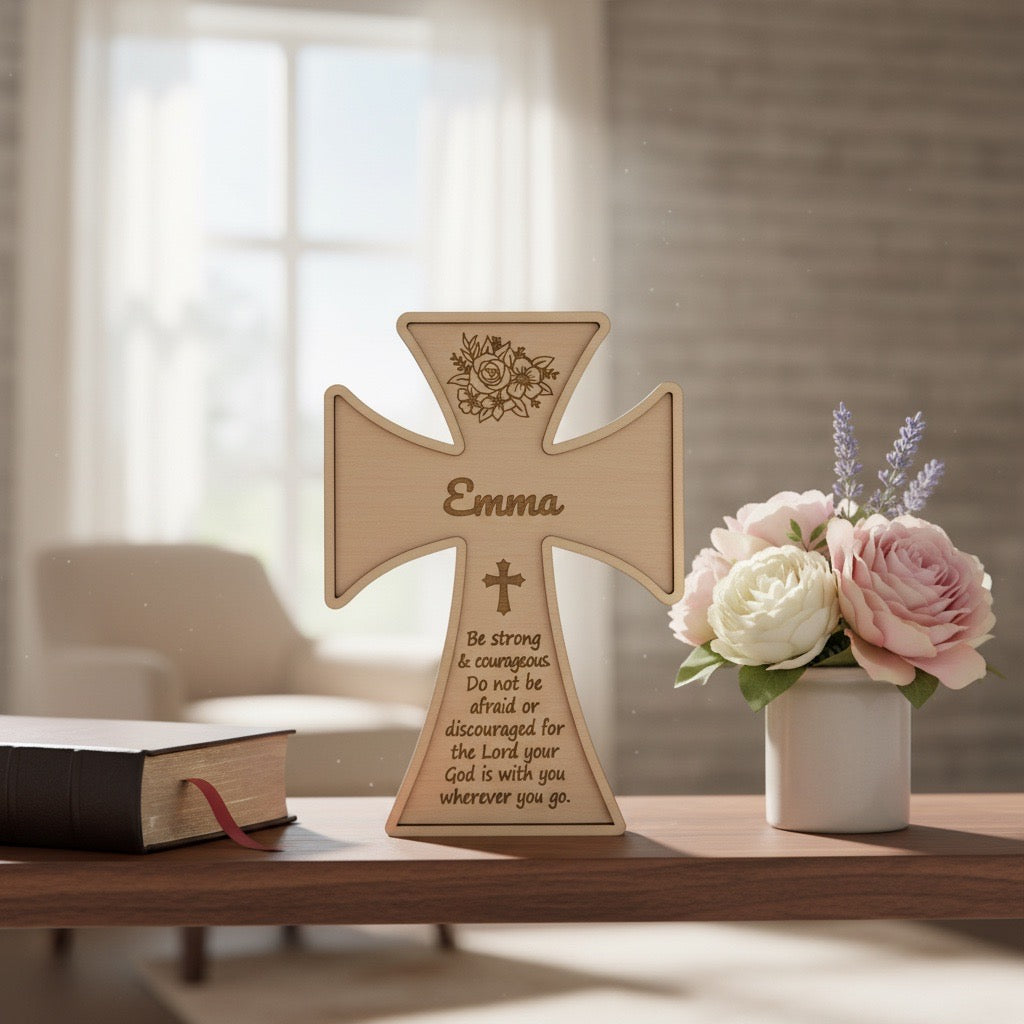 Personalized – Baptism Cross with Name & Date | Custom Christian Keepsake Gift