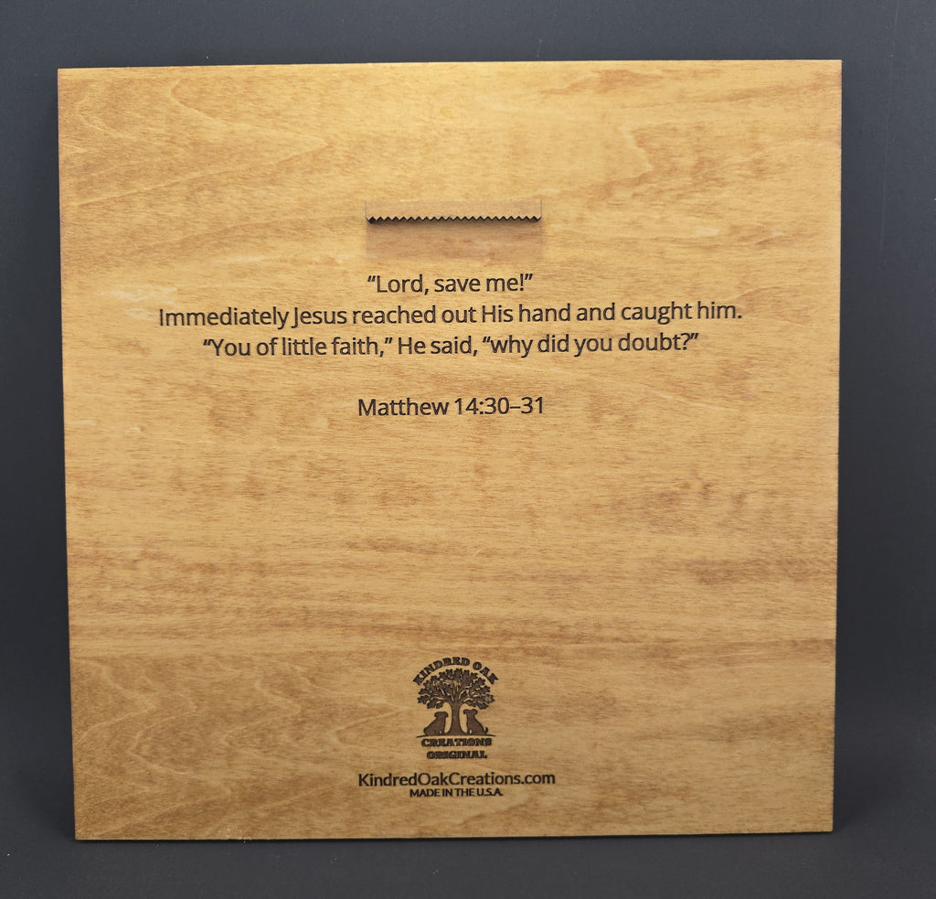 Faith Above The Storm – 3D Christian Engraved Wood Wall Art – 11.25" x 11.25" Faith-Based Art – Kindred Oak Creations Original