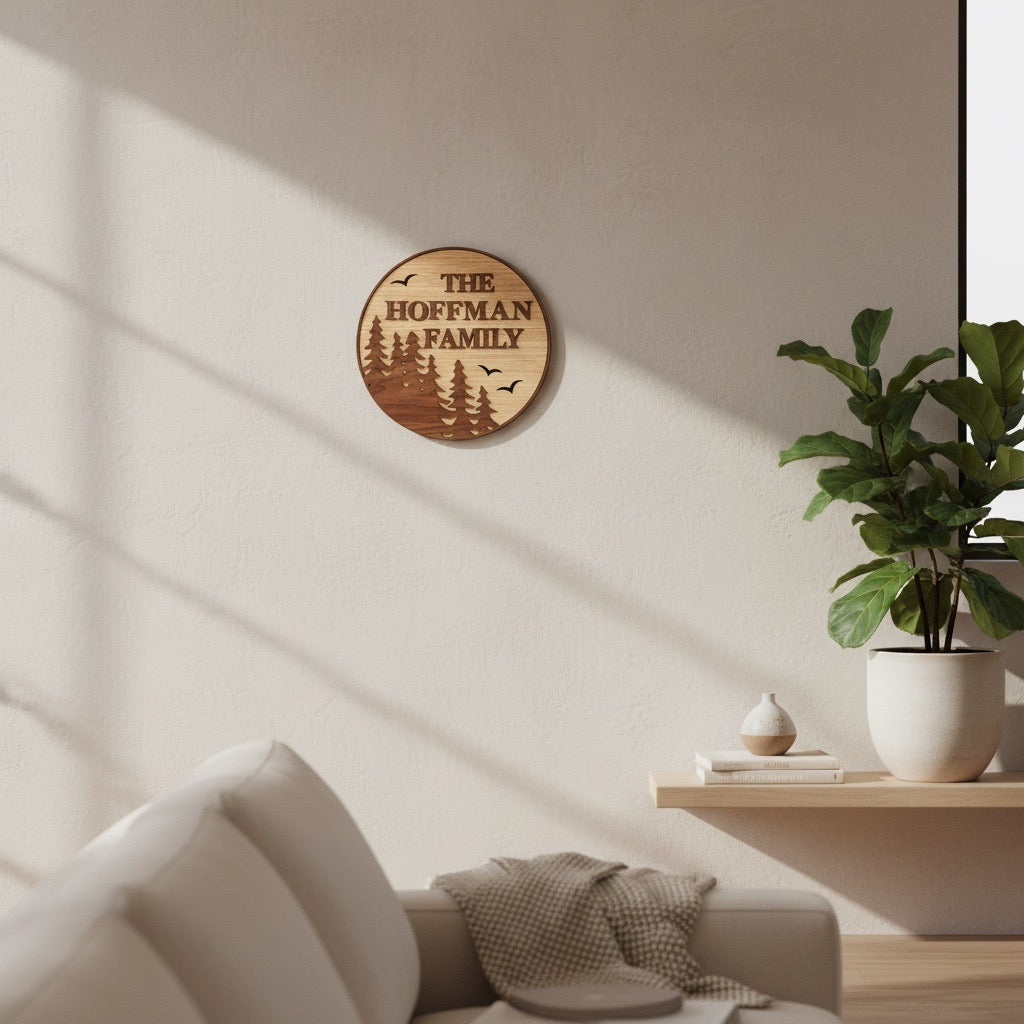 Personalized - Custom Family Name Rustic Tree Sign