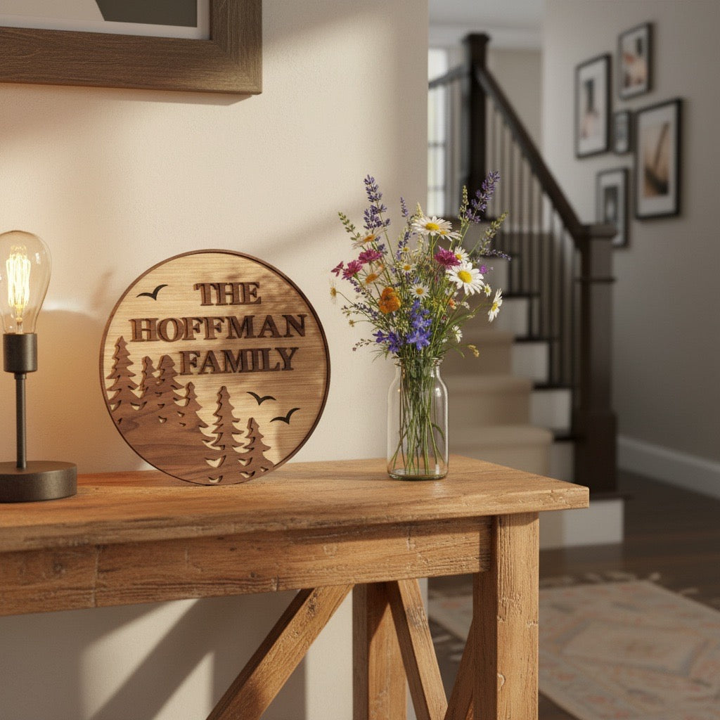 Personalized - Custom Family Name Rustic Tree Sign