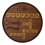 Personalized Family Scrabble Board Sign – Custom 10" Round Family Name Wall Decor
