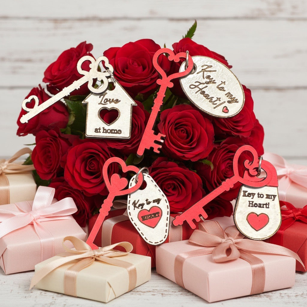 Wooden Key Gift Tags – “Key to My Heart” & “Love at Home”