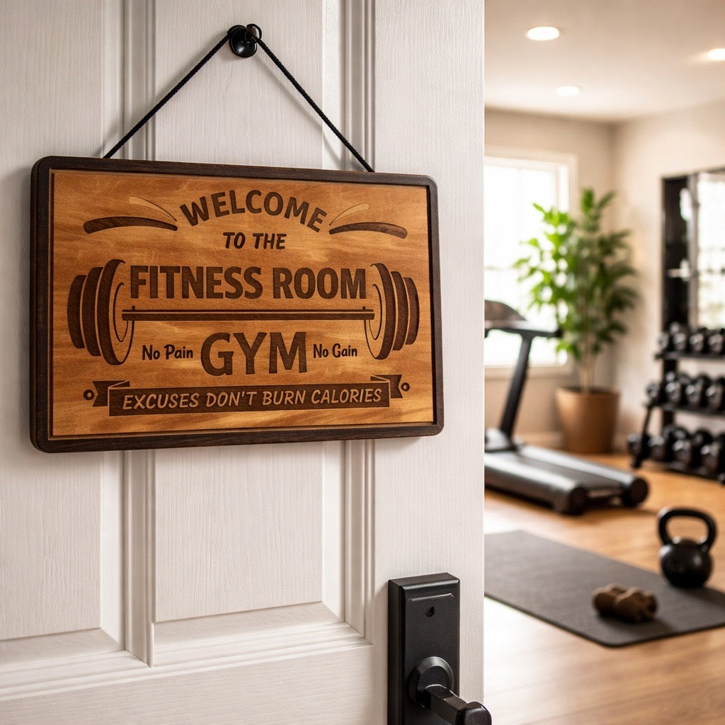 Welcome to the Fitness Room Gym Sign | Motivational Workout Room Wall Décor