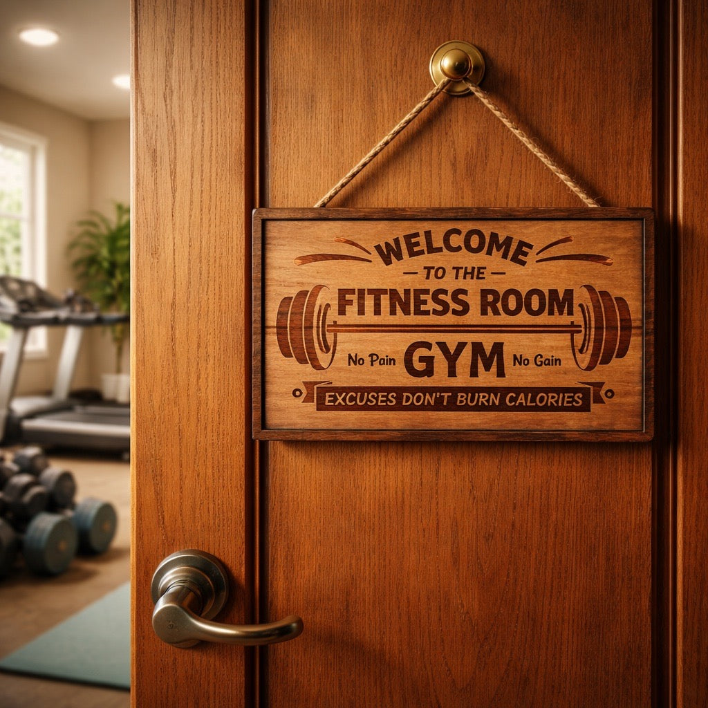 Welcome to the Fitness Room Gym Sign | Motivational Workout Room Wall Décor