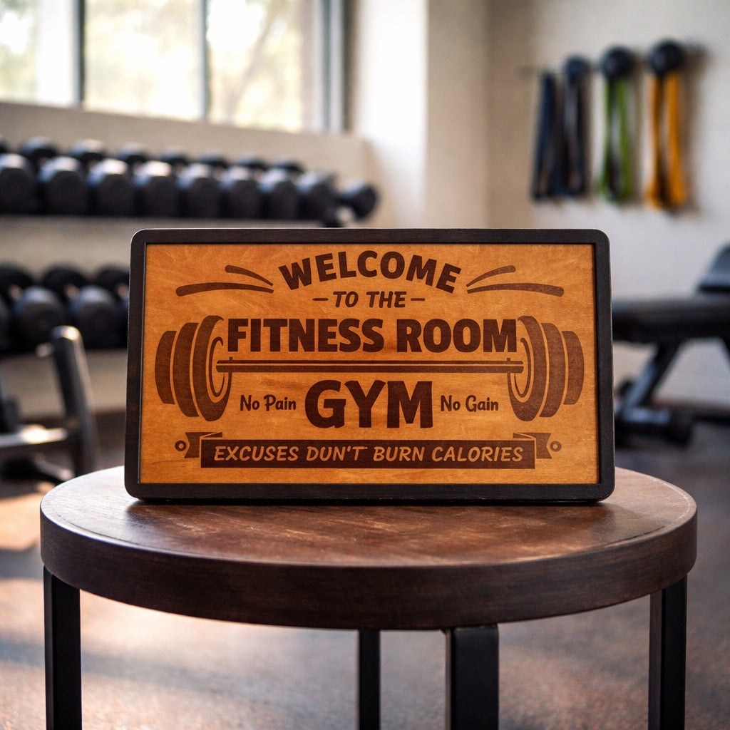 Welcome to the Fitness Room Gym Sign | Motivational Workout Room Wall Décor