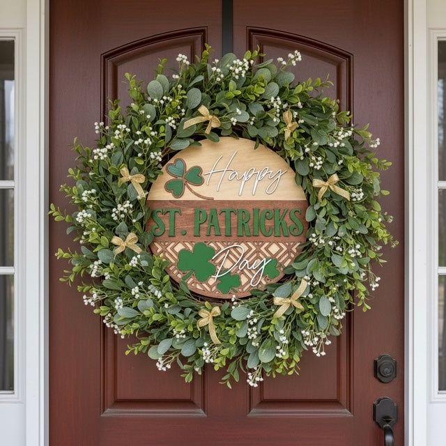 Happy St. Patrick’s Day Sign | Layered Shamrock Round Decor