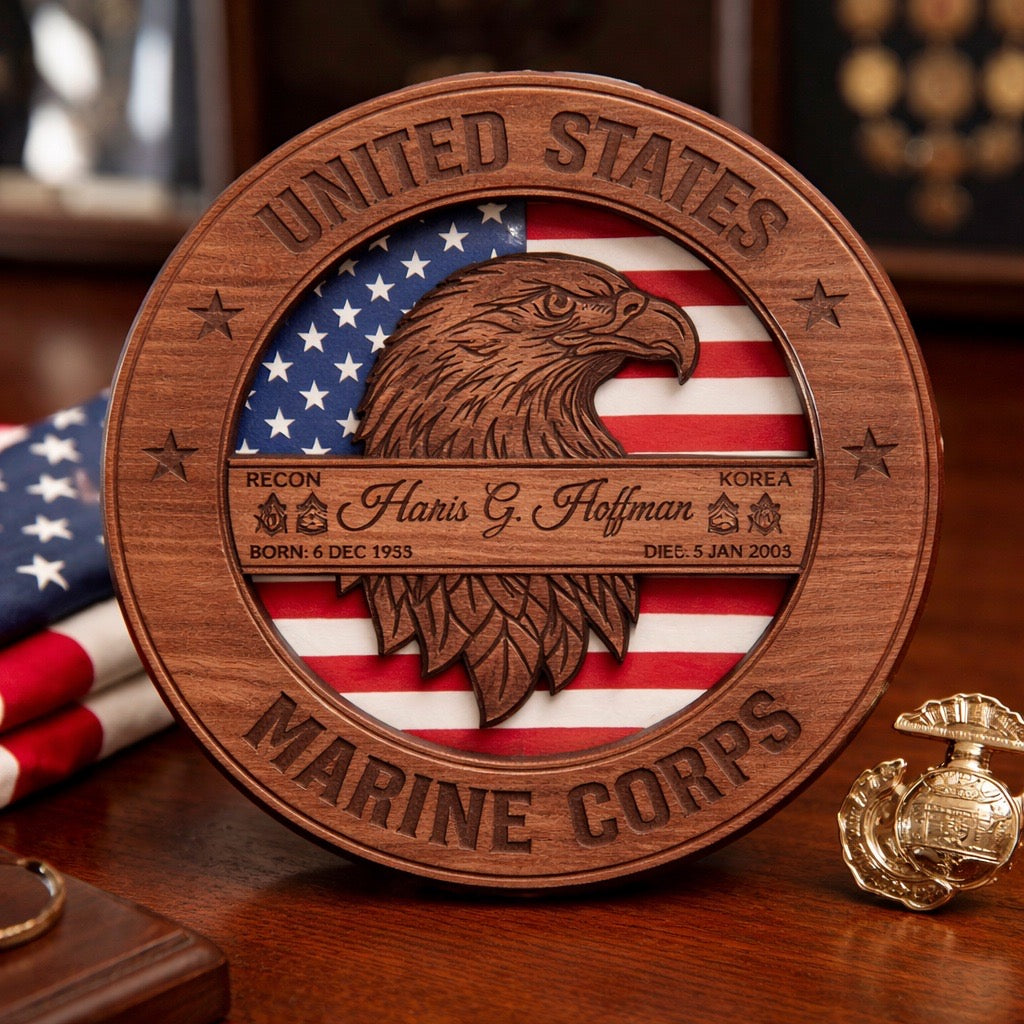 Personalized  - Eagle Head Military Honor Sign | Custom Military Wall Décor