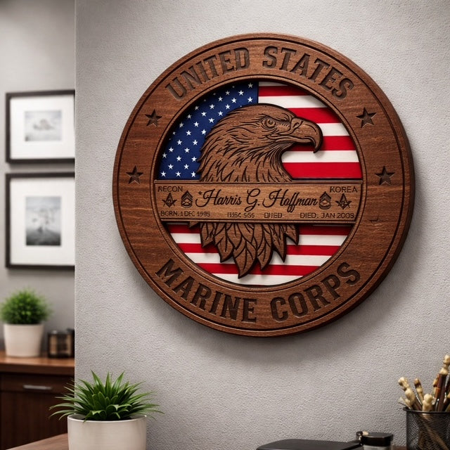 Personalized  - Eagle Head Military Honor Sign | Custom Military Wall Décor