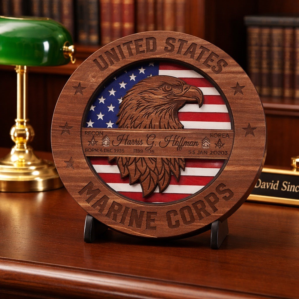 Personalized  - Eagle Head Military Honor Sign | Custom Military Wall Décor