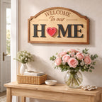 Welcome to Our Home Interchangeable Sign | Seasonal & Everyday Decor with Changeable Icons