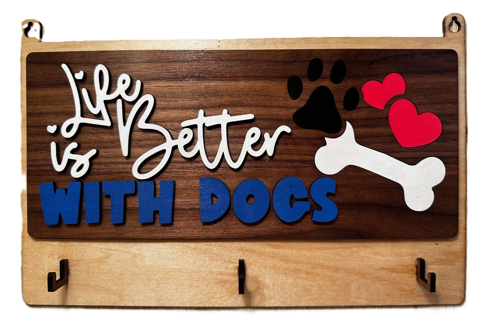 Life Is Better With Dogs – Wall Mounted Leash Rack