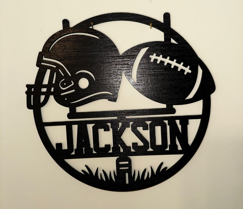 Personalized - Custom Name Sign with Football & Helmet