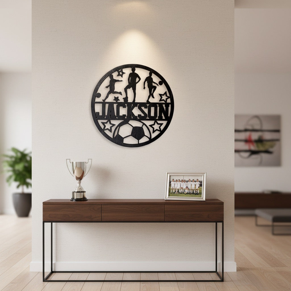 Personalized – Little Roots Soccer Name Sign | Round Kids Room Wall Decor