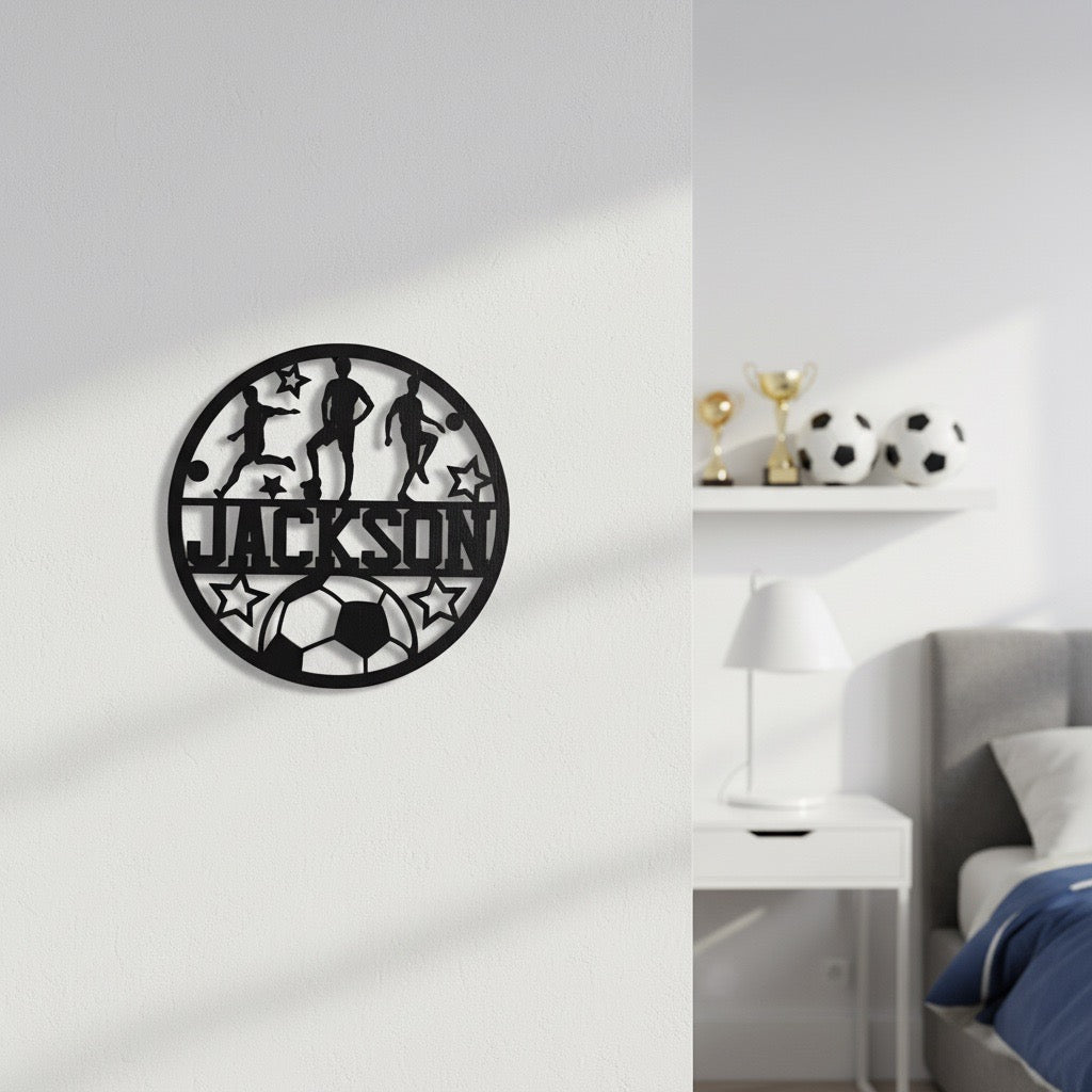 Personalized – Little Roots Soccer Name Sign | Round Kids Room Wall Decor