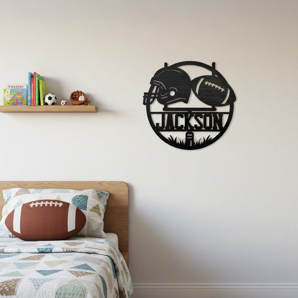 Personalized - Custom Name Sign with Football & Helmet