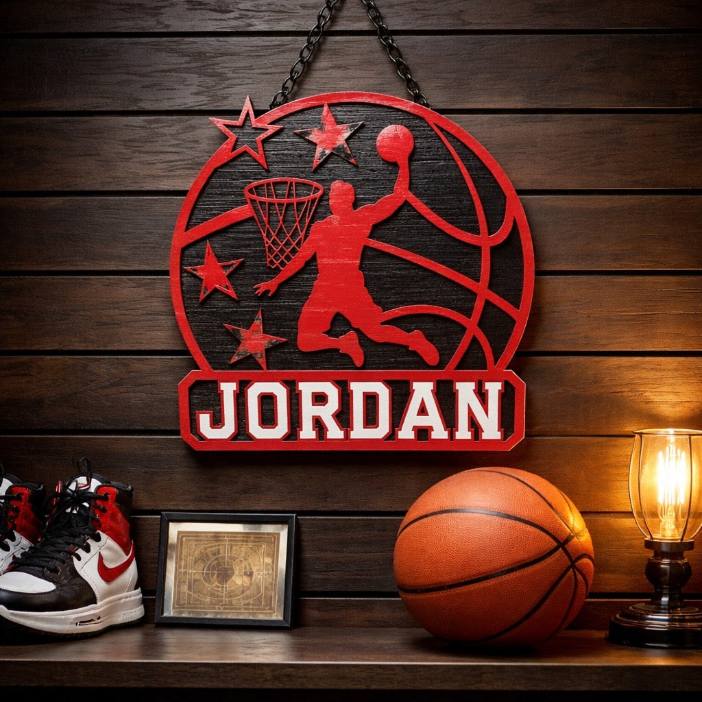 Personalized Basketball Name Sign – Custom 3D Sports Wall Decor for Kids | Little Roots Collection