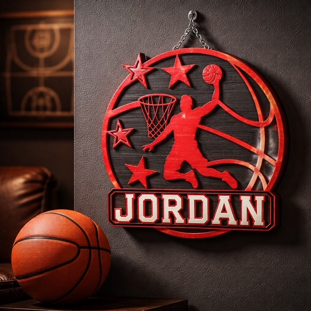 Personalized Basketball Name Sign – Custom 3D Sports Wall Decor for Kids | Little Roots Collection