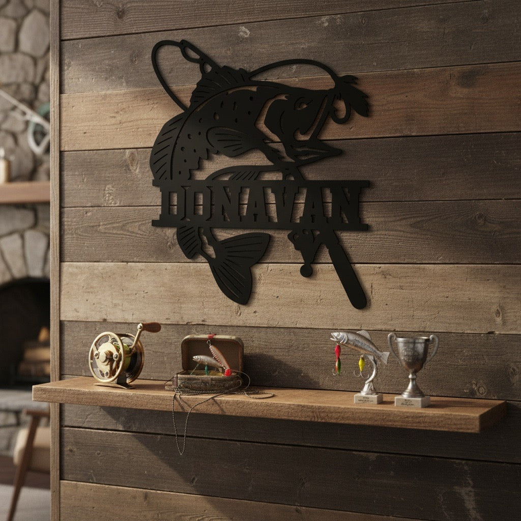 Personalized – Fishing Name Sign | Custom Angler Wall Decor