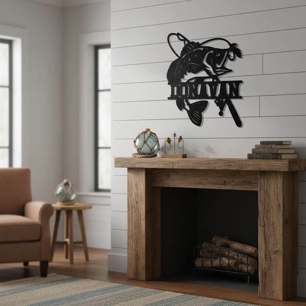Personalized – Fishing Name Sign | Custom Angler Wall Decor