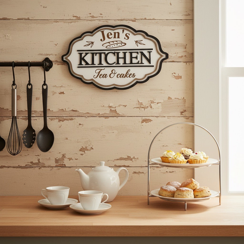 Personalized Kitchen Sign – Tea & Cakes
