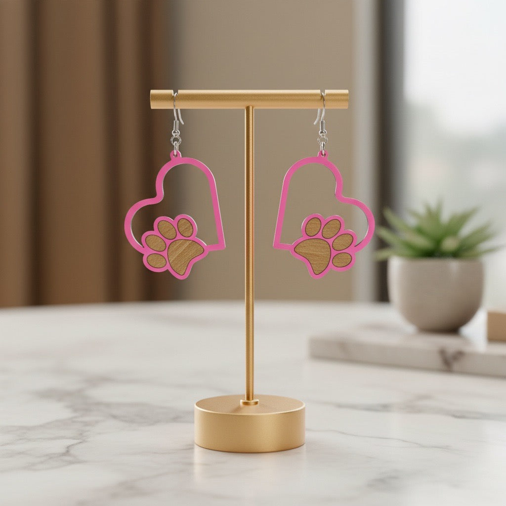 Pink Dog Paw Heart