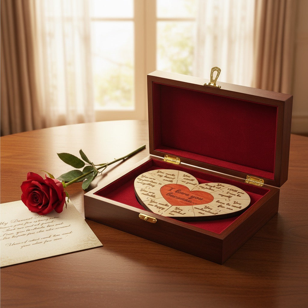 Personalized – Heart Puzzle “I Love You Because” – Custom Valentine’s Keepsake