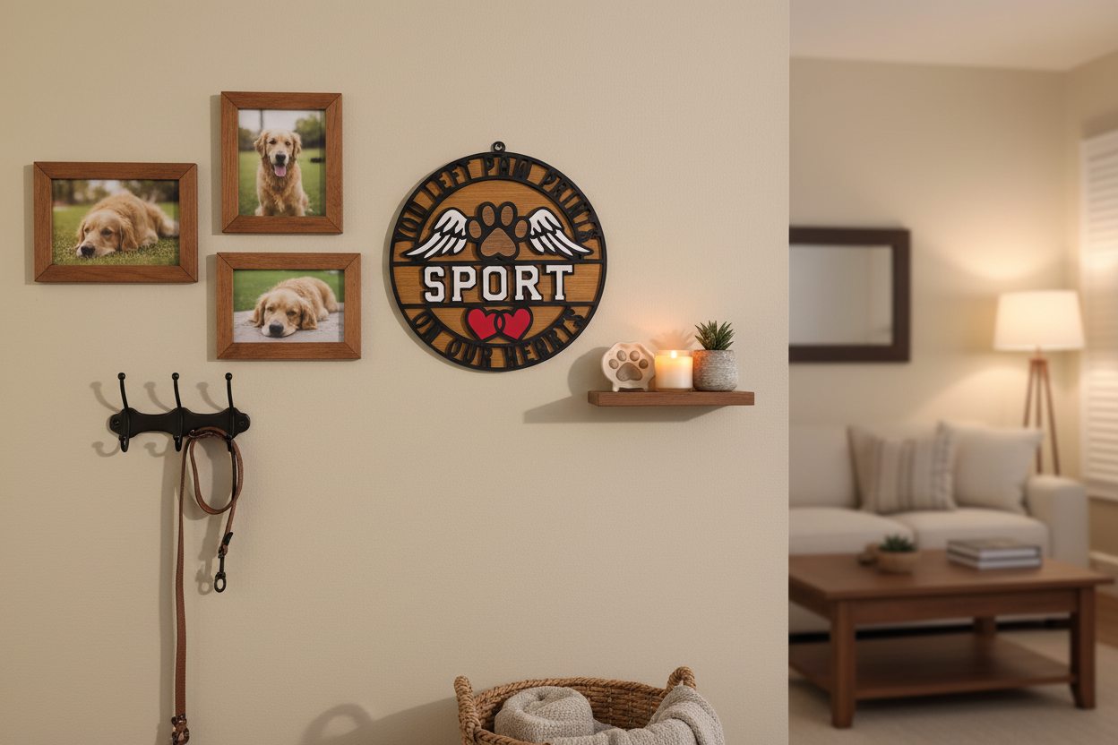 3D Dog Memorial Decor - | Loyal Line Personalized Pet Remembrance Sign | 11" Multi-Layer Wood