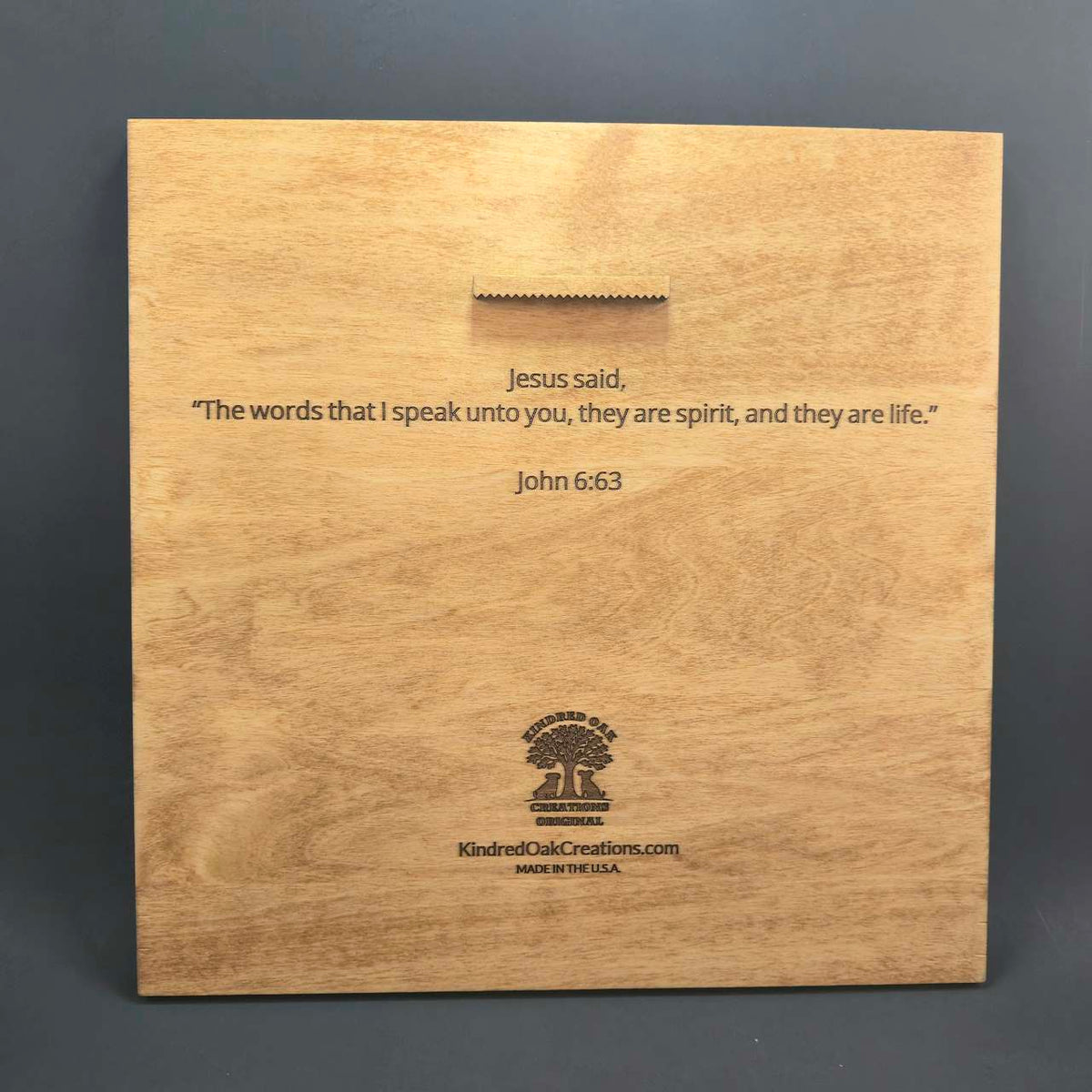 The Living Word – 3D Christian Engraved Wood Wall Art – 11.25" x 11.25" Faith-Based Art – Kindred Oak Creations Original