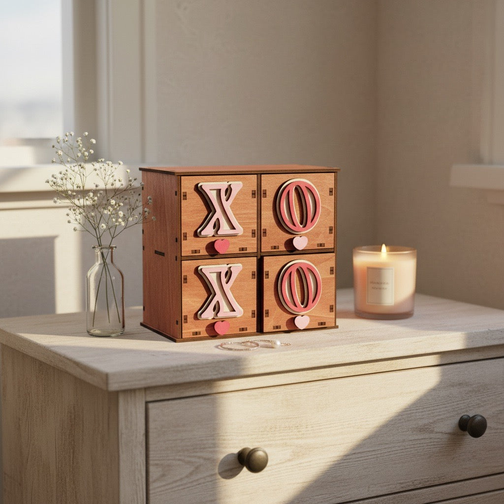Valentine’s Day 4-Drawer Décor Box – Mix & Match Romantic Designs